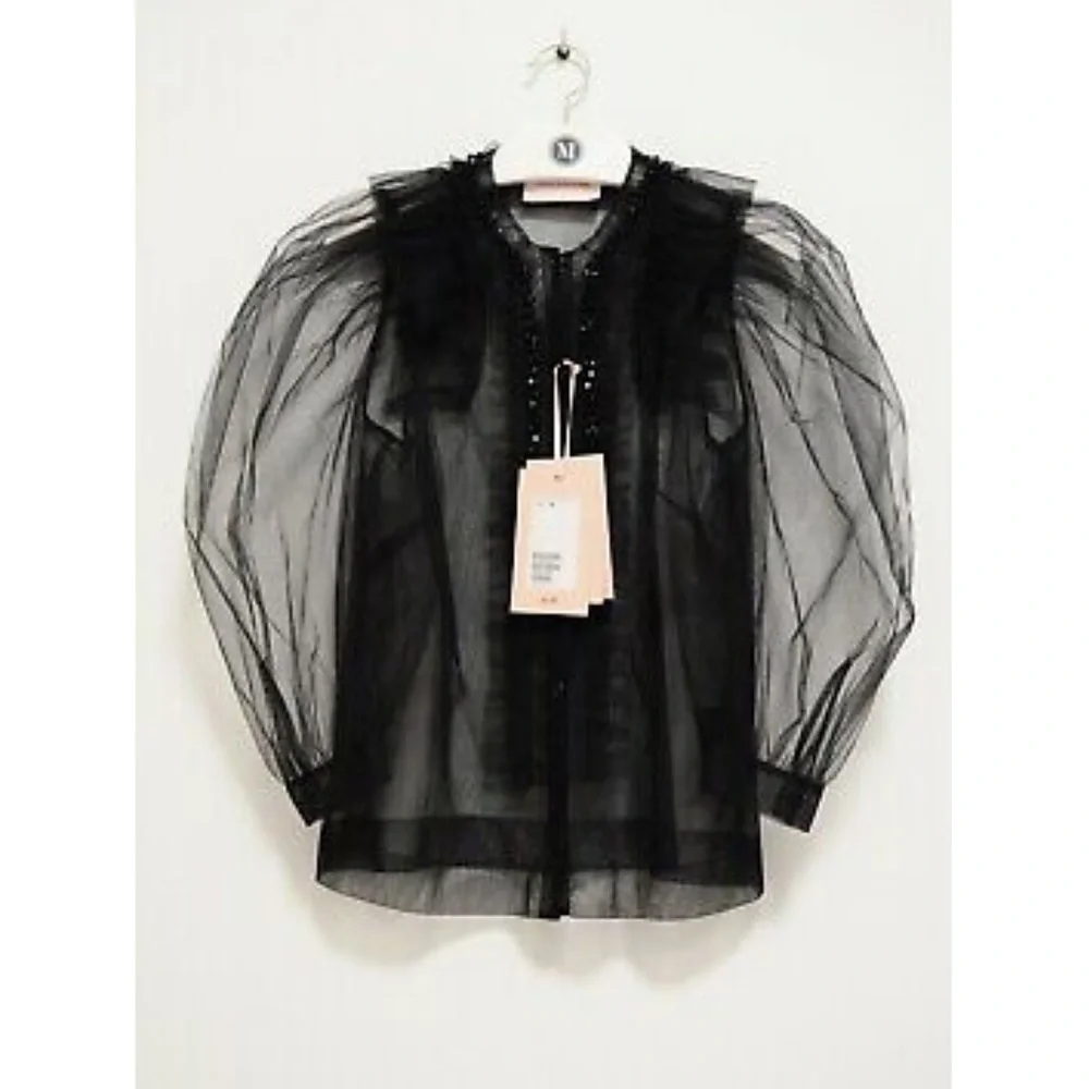 Simone Rocha x H&M Puff Sleeved Black Tulle Blouse - Picture 8 of 16